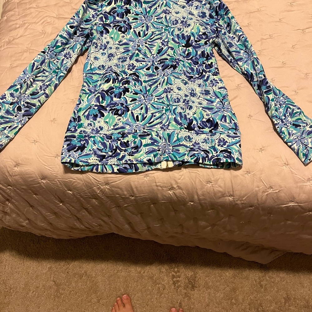 Lilly Pulitzer Blue and Green Floral Long Sleeve Top